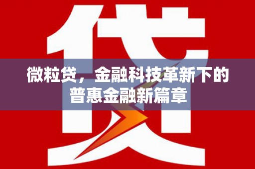 吉林微粒贷，金融科技革新下的普惠金融新篇章